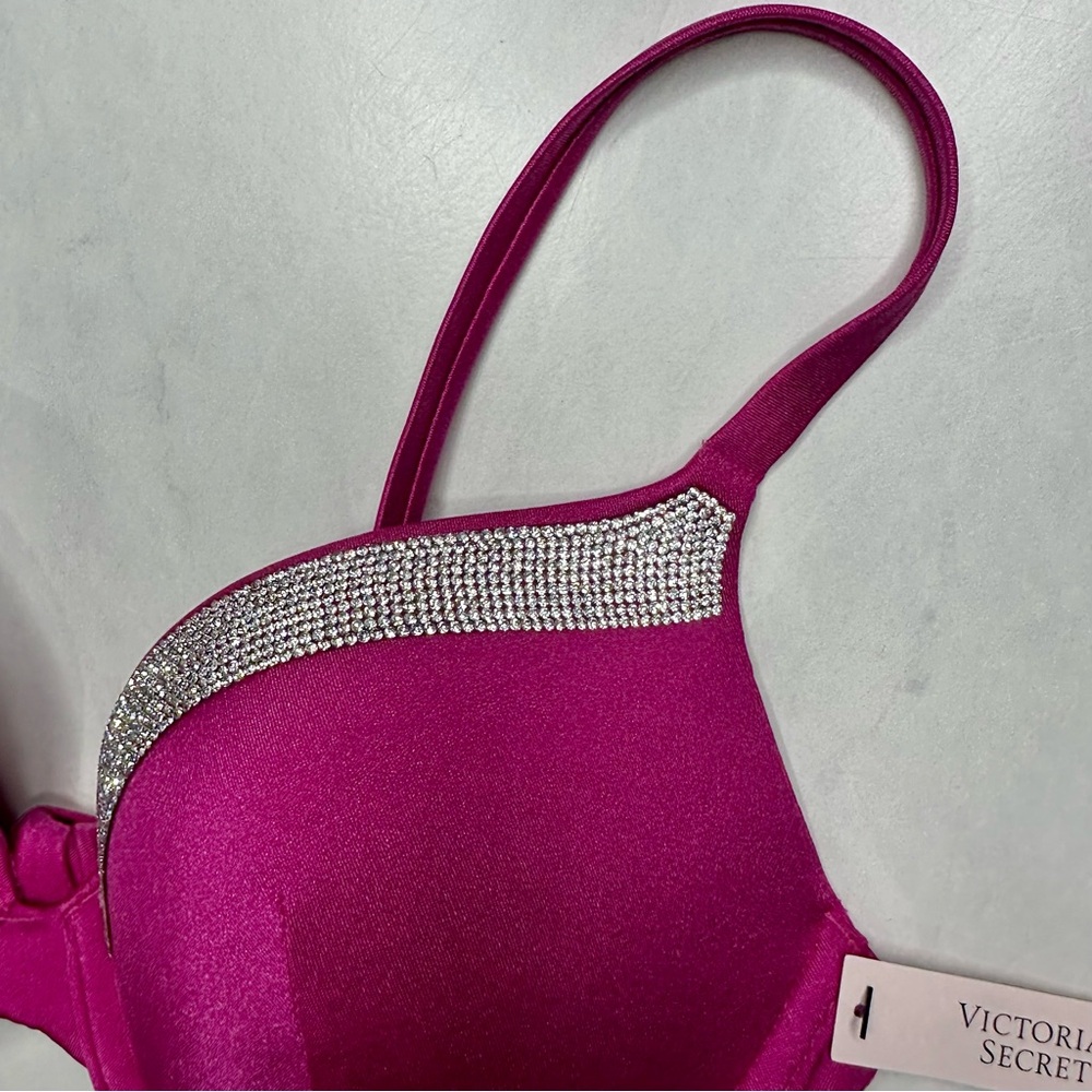 VS Very Sexy Shine Trim Push-Up Bikini Top Pink 32C - Picture 5 of 10